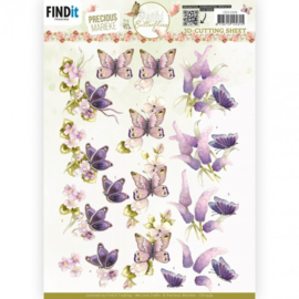 3D Cutting Sheet - Precious Marieke - Beautiful Butterfly - Purple  CD11939