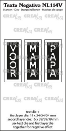 Crealies Texto Negativo VOOR MAMA PAPA (V) - (NL) NL114V max. 16 x 39 mm