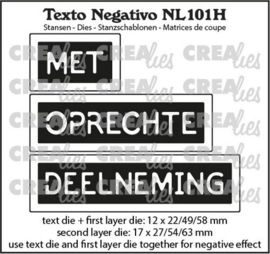 Crealies Texto Negativo MET OPRECHTE DEELNEMING (H) NL101H max. 17 x 27/54/63 mm