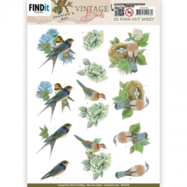 3D Push Out - Jeanine's Art - Vintage Birds - Bird's Nest SB10748