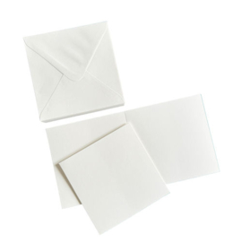 50 st vierkante kaarten 135x135 mm met enveloppen wit