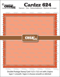 Cardzz stansen no. 624, Dubbele kaart postzegel Vierkant Crealies CLCZ624