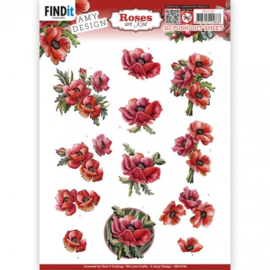 3D Push Out - Amy Design - Roses Are Red - Poppies  SB10744