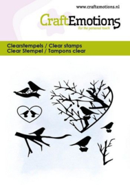 CraftEmotions clearstamps 6x7cm - Hart met vogels en takken 5071