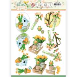 3D Push Out - Jeanine's Art Welcome Spring - Orange Tulips  SB10528