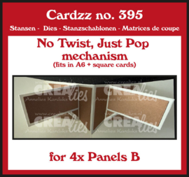 Cardzz stansen no. 395, No Twist, Just Pop mechanisme voor 4x B-paneel Crealies CLCZ395