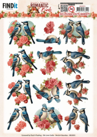 3D Push Out - Berries Beauties - Romantic Birds - Romantic Blue Jay SB10931