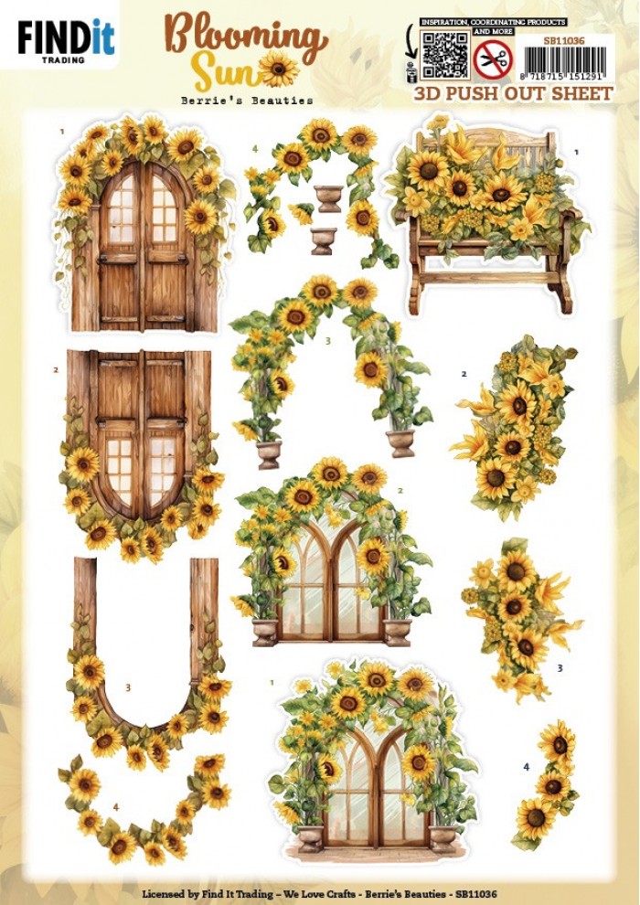 3D Pushout Sheet - Berries Beauties - Blooming sun - Rustic Sunlight SB11036