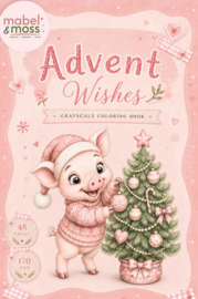 Mabel and Moss - Grayscale Coloring Book - Advent Wishes A6  MMCB10002