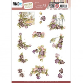 3D Push-Out - Precious Marieke - Painted Pansies - Purple SB10811