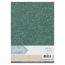 Card Deco Essentials Glitter Paper Dark Teal  1x CDEGP004