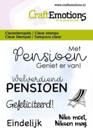 CraftEmotions clearstamps 6x7cm - Met Pensioen Tekst NL 5066