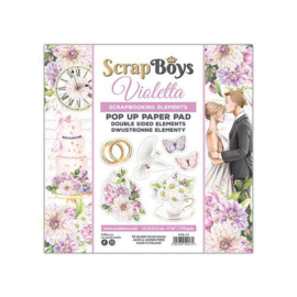 Scrapboys POP UP Paper Pad double sided elements - Violetta VIOL-11 190gr 15,2x15,2cm
