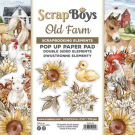 Scrapboys POP UP Paper Pad double sided elements - Old Farm OLFA-11 190gr 15,2x15,2cm