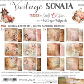 Craft O Clock Set of Mix Papers 20x20 cm Vintage Sonata  CC-F35-VSN-09