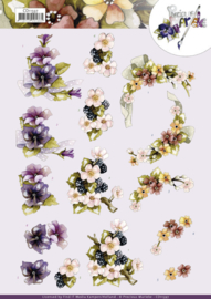 3D Cutting Sheet - Precious Marieke - Flowers with Bow  CD11597