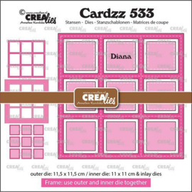 Crealies Cardzz Frame & Inlay Diana 9x vierkant CLCZ533 11,5x11,5 - 11x11cm + inlay dies