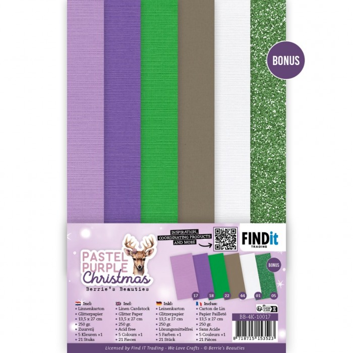 Linen Cardstock Pack - Berries Beauties - Pastel Purple Christmas - 4K  BB-4K-10017