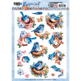 3D Push Out - Berries Beauties - Happy Blue Birds - Birds's Nest SB10902