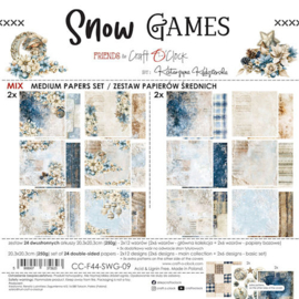 Craft O Clock Set of Mix Papers 20x20 cm Snow Games CC-F44-SWG-09