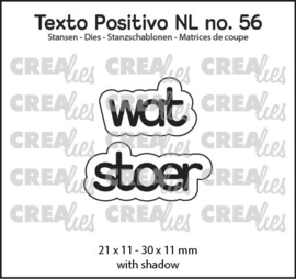 Texto Positivo stansen no. 56, wat stoer Crealies POSNL56 21 x 11 - 30 x 11 mm.