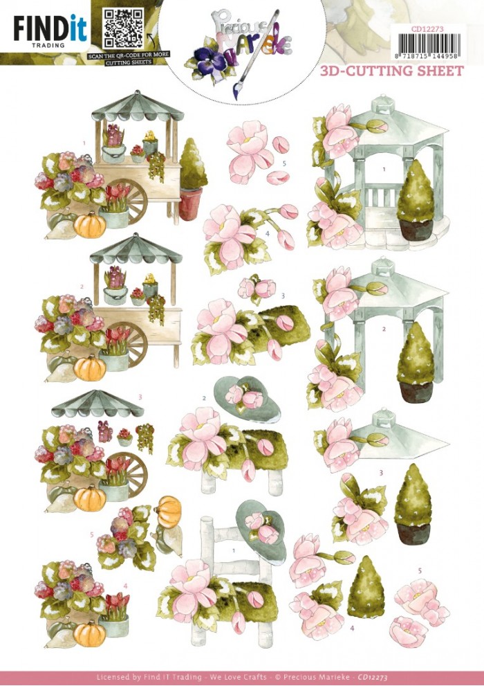 3D Cutting Sheet - Precious Marieke - Flowers everywhere CD12273