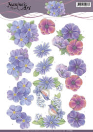 3D Knipvel - Jeanines Art - Purple Flowers  CD11092