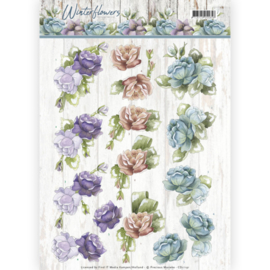 3D knipvel - Precious Marieke - Winter Flowers - Roses  CD11191