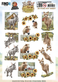 3D Push out Sheet - Yvonne Creations - Farm Friends - Donkey  SB11018