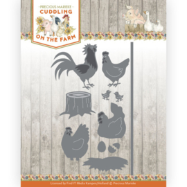 Dies - Precious Marieke - Cuddling on the Farm - Chickens  PM10225  Formaat ca. 7,7 x 12,5 cm