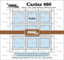 Cardzz stansen no. 460, Vierkant Postzegelvel Taylor met 9 vierkanten CLCZ460 122 x 122 mm