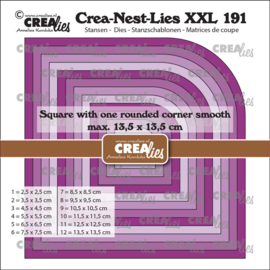 Crea-Nest-Lies XXL stansen no. 191, Vierkanten met één afgeronde hoek glad (past achter CLNestXXL190)