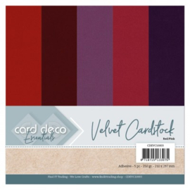 Card Deco Essentials - Velvet, Velours, Fluweel En Zelfklevend Karton Red/Pink  CDEVC10003