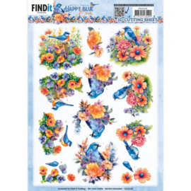 3D Cutting Sheets - Berries Beauties - Happy Blue Birds - Colourful Birds CD12125