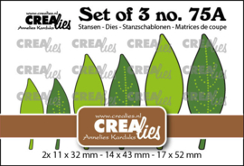 Set of 3 no. 75a, Dichte bladeren 21 met/zonder stippen (spiegelbeeld) Crealies CLSet75a 2x 11 x 32 - 14 x 43 - 17 x 52 mm.