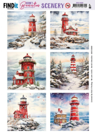 Push-Out Scenery - Berries Beauties - Snowy Lighthouse - Square BBSC10060