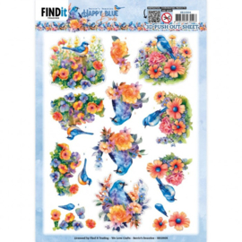 3D Push Out - Berries Beauties - Happy Blue Birds - Colourful Birds   SB10904