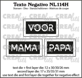 Crealies Texto Negativo VOOR MAMA PAPA (H) - (NL) NL114H max. 17 x 35 mm