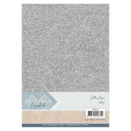 Card Deco Essentials Glitter Paper Silver 1x  CDEGP014