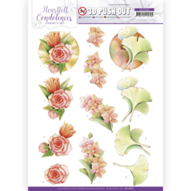 3D Push Out - Jeanine's Art - Heartfelt Condolences - Salmon Flowers  SB10668