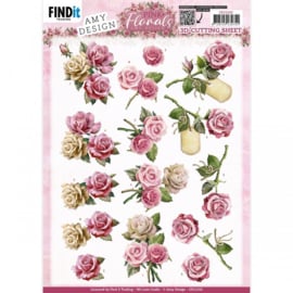 3D Cutting Sheets - Amy Design - Pink Florals - Roses CD12102