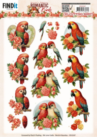 3D Cutting Sheets - Berries Beauties - Romantic Birds - Romantic Parrot CD12167