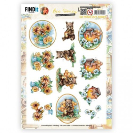 3D Push out - Yvonne Creations - Bee Honey - Brown Bear  SB10751