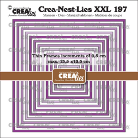 Crea-Nest-Lies XXL stansen no. 197, Dunne Kaders Vierkanten glad Crealies CLNestXXL197 Max. 13,5 x 13,5 cm.