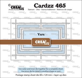 Cardzz stansen no. 465, Postzegelvel Yara (rechthoek met rechthoek) Crealies CLCZ465 89 x 129 mm + layer up dies.
