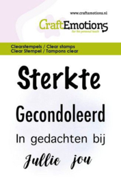 CraftEmotions clearstamps 6x7cm - Tekst Sterkte Gecondoleerd NL 5014