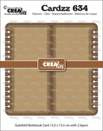 Cardzz stansen no. 634, Gatefold Notebook card vierkant Crealies CLCZ634 Dichte kaart: 13,5 x 13,5 cm.