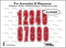 Crealies Journalzz & Pl Stansen Cijfers met schaduw CLJP609 height 33 - 38mm