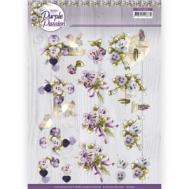 3D Cutting Sheet - Precious Marieke - Purple Passion - Purple Violets  CD11849