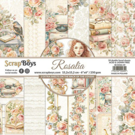 ScrapBoys Rosalia paperpad 24 vl+cut out elements-DZ ROSA-09 250gr 15,2cmx15,2cm